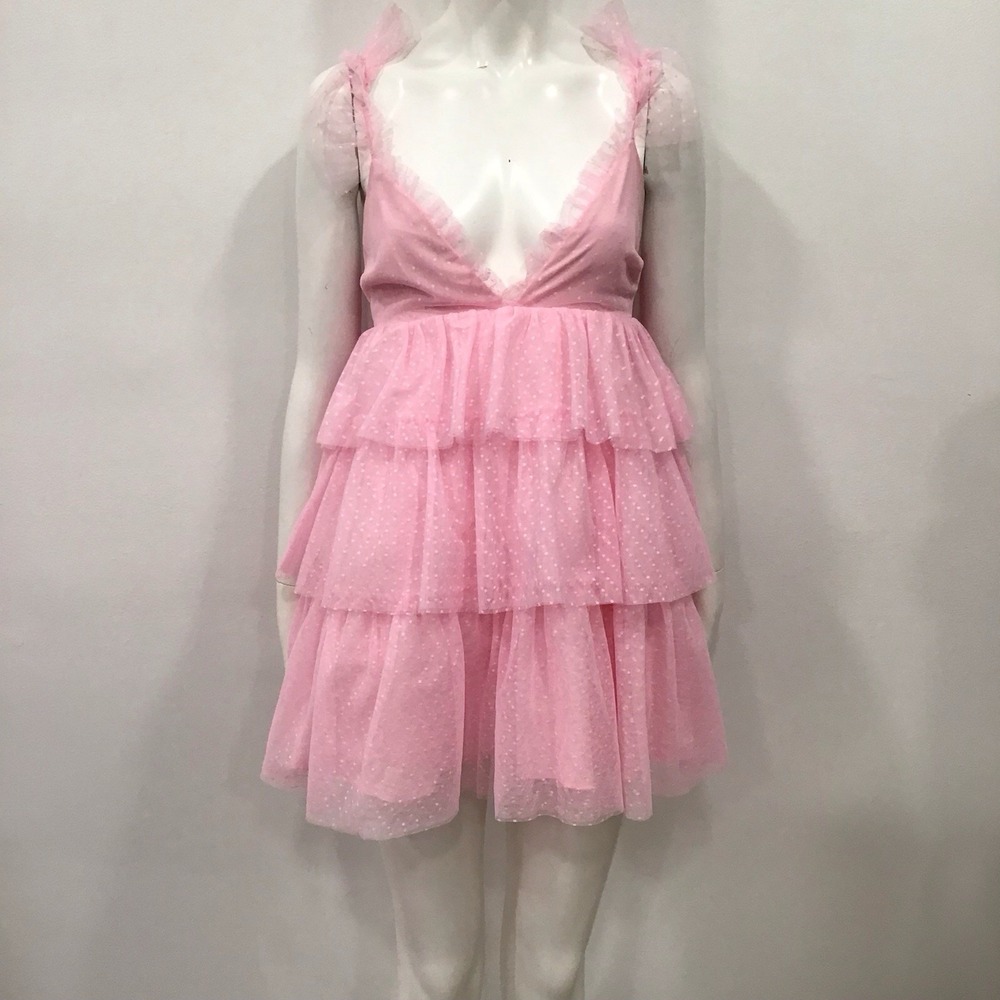 More To Come Mini Dress Arabella Babydoll Sz S Swiss Dot Coquette Demure Party